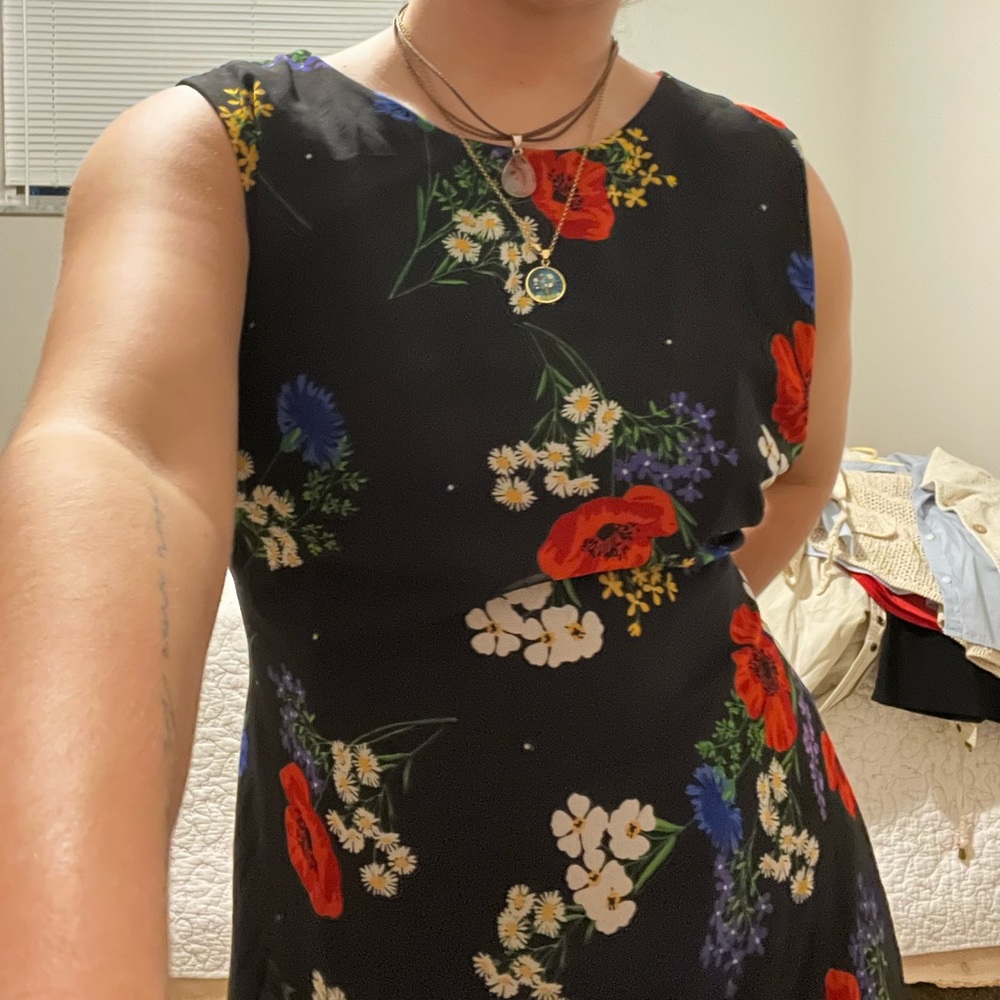Calvin Klein gorgeous floral black Asymmetrical dress